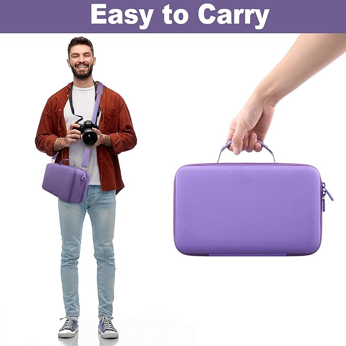 khanka Camera Case for Canon EOS Rebel T7/T100/T6/R50/R100/R5/R7/R8/R6 Mark II/SL3 DSLR Camera,Travel Protective Carrying Case for Canon EOS Rebel Camera and 18-55mm/18-45mm Lens(Purple Case Only)