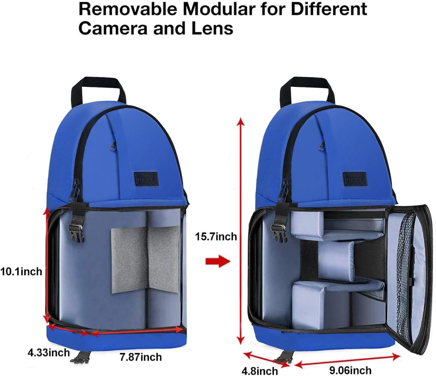 MOSISO Camera Sling Bag, DSLR/SLR/Mirrorless Camera Backpack Case Shockproof Photography Backpack with Tripod Holder & Removable Modular Inserts Compatible with Canon/Nikon/Sony/Fuji