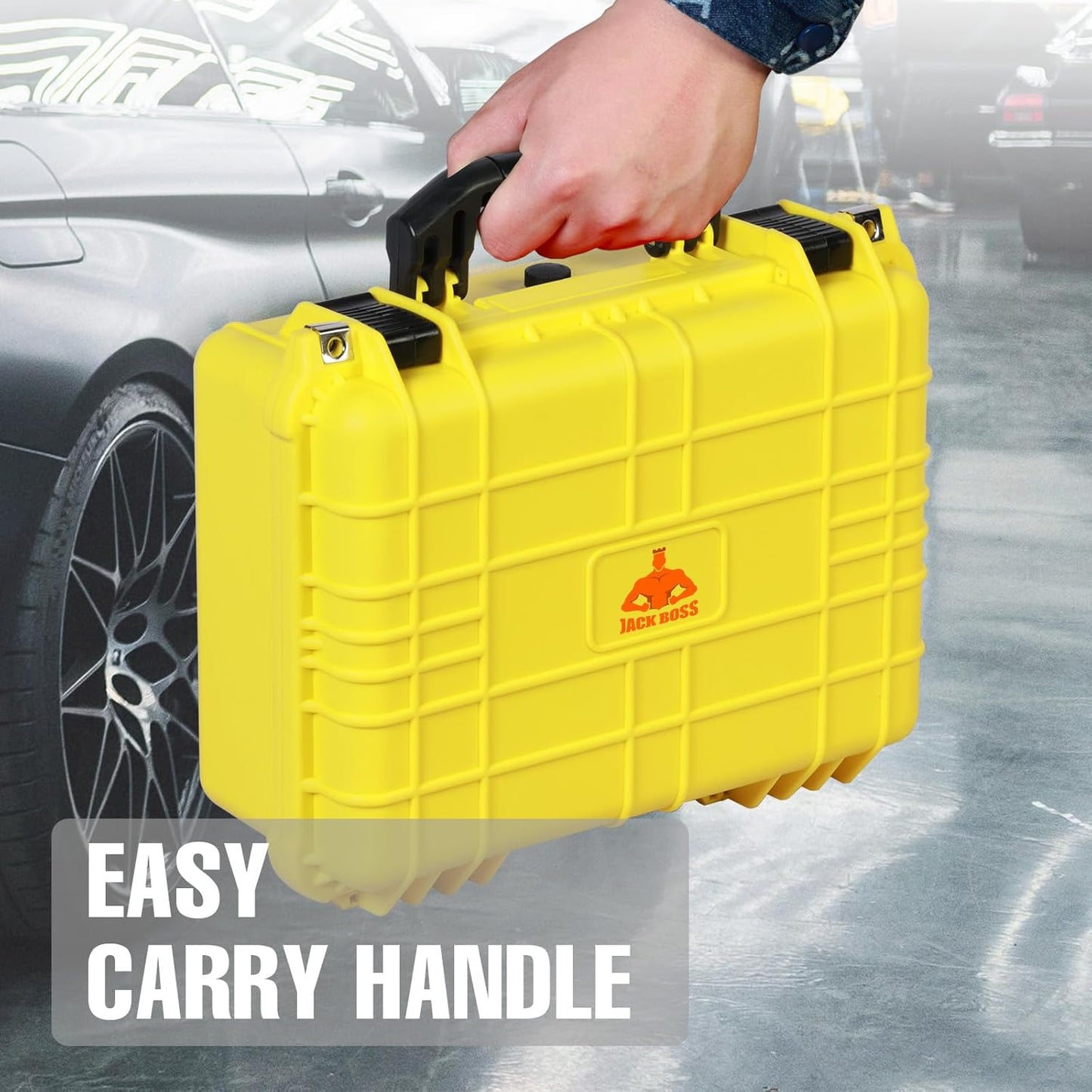 16x 12.8x 6.8 Inch Hard Case, Portable Weather Waterproof Protective Camera Case with Customizable Foam, Fit Use of Drones, Camera, Equipments, Yellow