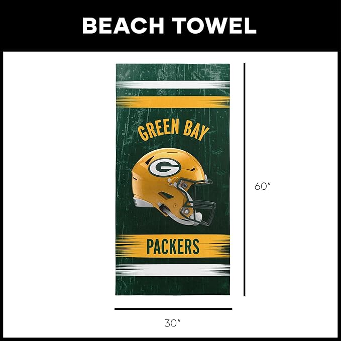 Northwest NFL Oversized Microfiber Beach Towel, 60 x 70 Inches – Quick Dry, Sand Resistant, Lightweight, Highly Absorbent, Shibori Design