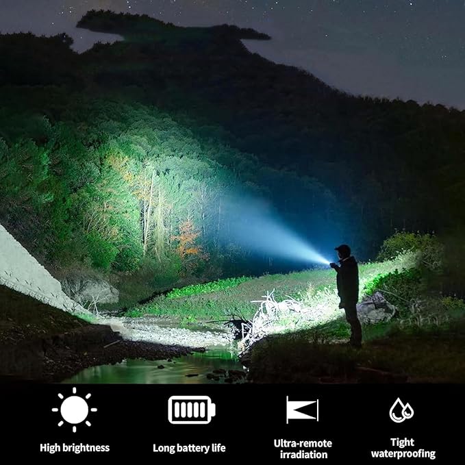 Heavy Duty 2-Cell D Battery LED Big Flashlights, High Lumens, Single Mode, Aluminum, Rugged Metal Flashlight for Outdoors and Emergency Power Outages (1 Pack)