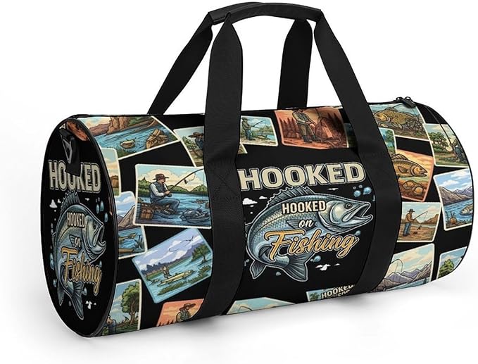 Beach Swim Bags Bass Fishing Men Women Duffle Bag Foldable Gym Bag Lightweight Travel Sports Bags for Men and Women
