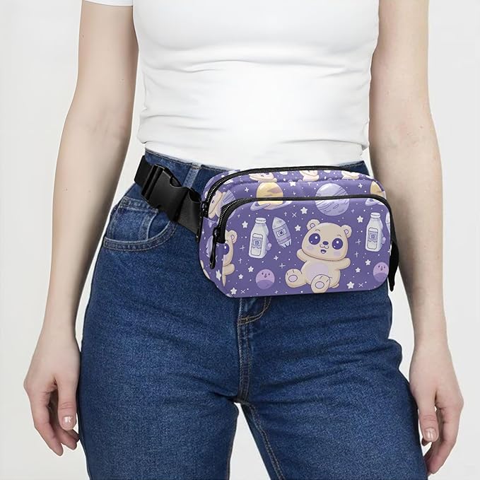 Kawaii Teddy Bear Universe Fanny Pack for Women Men Water Resistant Fashion Waist Packs with Adjustable Strap Belt Bag for Travel Workout Jogging Hiking 21219110
