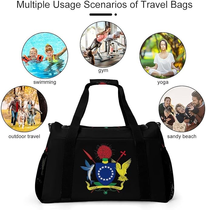 Coat of Arms of The Cook Islands Duffle Bag Gym Bag for Workout Travel Tote with Detachable Straps