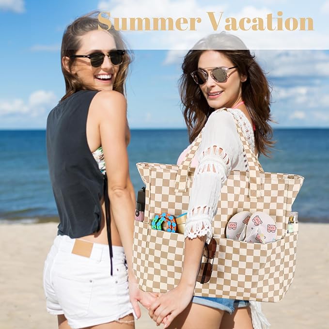 LEDAOU Large Beach Bag Women Waterproof Sandproof Zipper Beach Tote Pool Bag for Swim Gym Grocery Travel with Wet Pocket | Waterproof, Sandproof, Zipper, Pool, Gym, Grocery