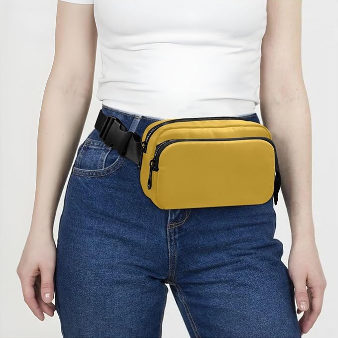 Fanny Pack for Women Men Water Resistant Fashion Waist Packs with Adjustable Strap Belt Bag for Travel Workout Jogging Hiking Goldenrod