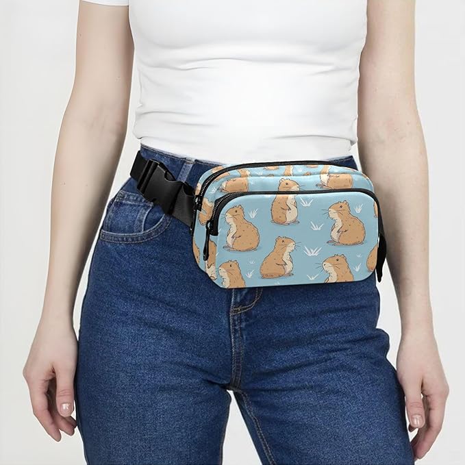 Kawaii Capybara Fanny Pack for Women Men Water Resistant Fashion Waist Packs with Adjustable Strap Belt Bag for Travel Workout Jogging Hiking 21220269