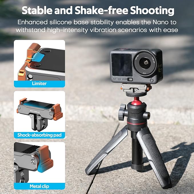 REYGEAK Quick Release Mount for DJI Action 6/Osmo Nano,Magnetic Adapter Base Mount with Dual-Direction Magnet,with 1/4 Screw Hole,Folding Dual-Claws for DJI Osmo Action Camera Accessories