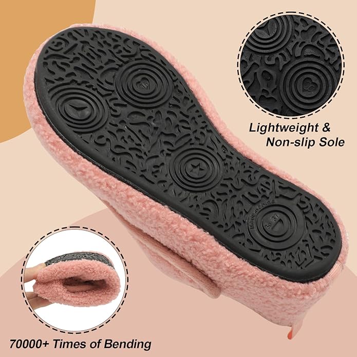 BARERUN Slippers for Women Men Wide House Diabetic Shoes for Women Men Warm Arthritis Edema Swollen Neuropathy Socks Slip on Adjustable Fuzzy Comfy Soft Womens Mens Bedroom Sliipers