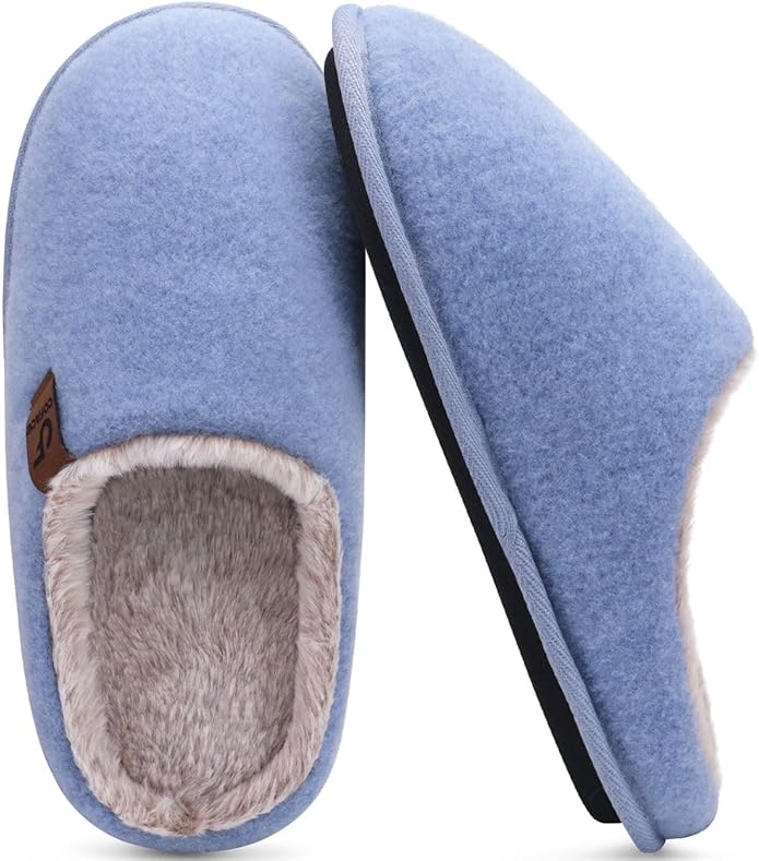 COFACE Mens Cozy Memory Foam Scuff Slippers Casual Slip On Warm House Shoes Indoor/Outdoor Sandal Slippers With Arch Support Rubber Sole Size 7-15