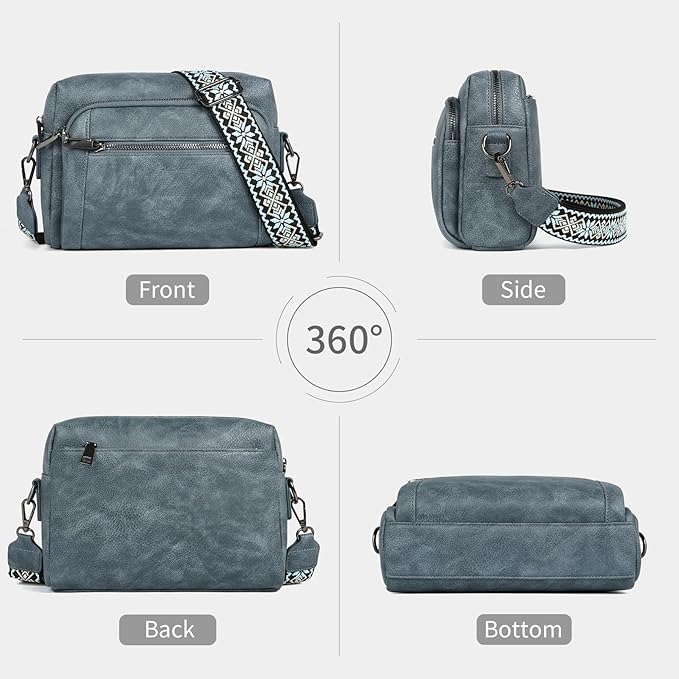 Small Leather Crossbody Bags for Women Anti theft Purses and Handbag Shoulder Hangbag with Wide Strap Tassel