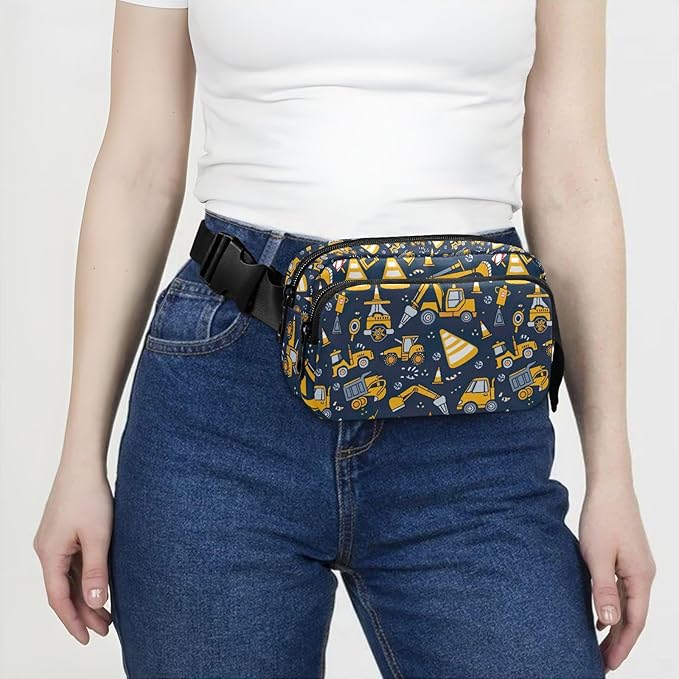 Funny Trucks Excavator Fanny Pack for Women Men Water Resistant Fashion Waist Packs with Adjustable Strap Belt Bag for Travel Workout Jogging Hiking 21219378