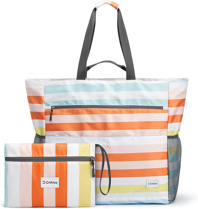 G4Free Beach Bag, Waterproof Sandproof Beach Tote Bag, Large Capacity Foldable for Women