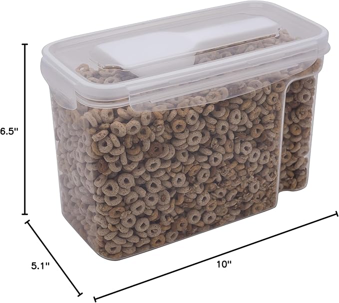 Kitchen Details 2 Pack Cereal Container with Scooper | Medium | Airtight | Food Tin | Keeps Fresh | Kitchen & Pantry Storage Organizers | Clear