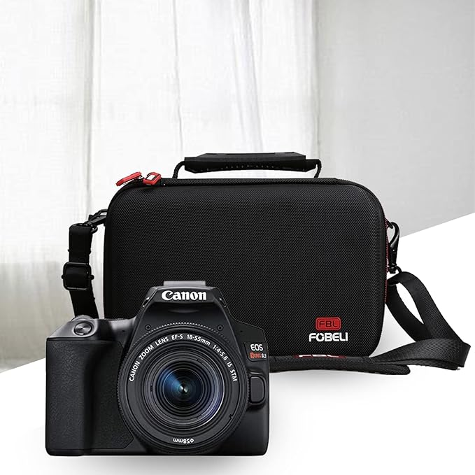 FBLFOBELI EVA Travel Storage Case for Canon EOS Rebel T7 / T8i / T5 / R50 / R100 DSLR Camera with 18-55mm Lens, Camera Protective Waterproof Carrying Bag (Case Only) (Black)
