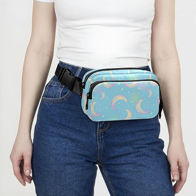 Gradient Moons Star Fanny Pack for Women Men Water Resistant Fashion Waist Packs with Adjustable Strap Belt Bag for Travel Workout Jogging Hiking 21219041