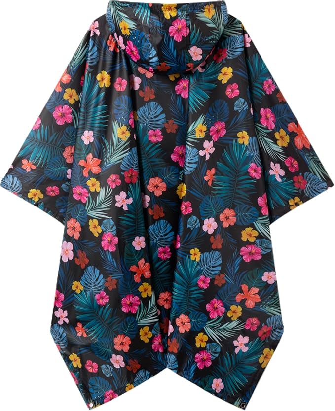 Hooded Rain Poncho for Adults - Waterproof Rain Coat and Lightweight Jacket 3-in-1 Multi-Function with Pockets