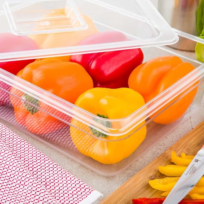 Restaurantware-4 Inch Deep Food Pans, 10 1/2 Size Commercial Food Storage Container - Freezable, Break-Resistant, Clear Plastic Cold Pans, Dishwashable, For Kitchens, Restaurants, Or Cafeterias