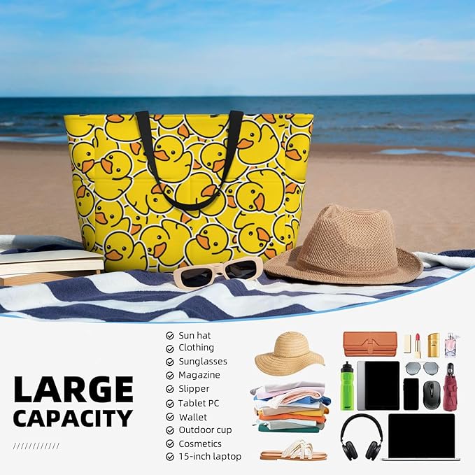 Beach Tote Bag for Women Beach Bag Waterproof and Sandproof Tote Bag with Wet Bag Large Travel Bag for Weekend Travel
