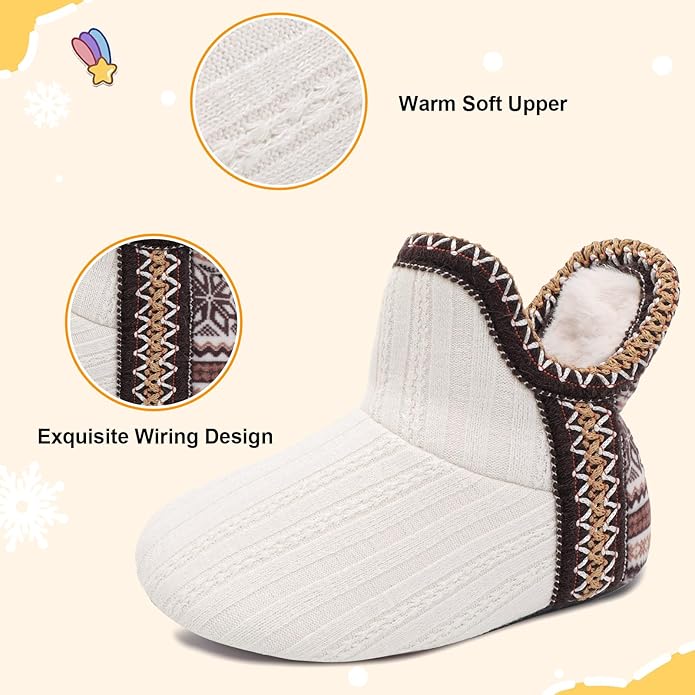 LeIsfIt Toddler Slippers Boys Girls Cozy Warm House Shoes Kids Non-slip Winter Slipper Booties Slip on Plush Lining Sock Slippers