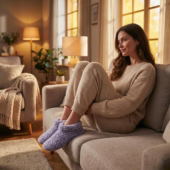 Cozylook Fuzzy Slippers for Women Indoor, Warm Bedroom Slip On Shoes, Winter Fluffy House Socks with Grippers, Cozy Christmas Gifts Unique