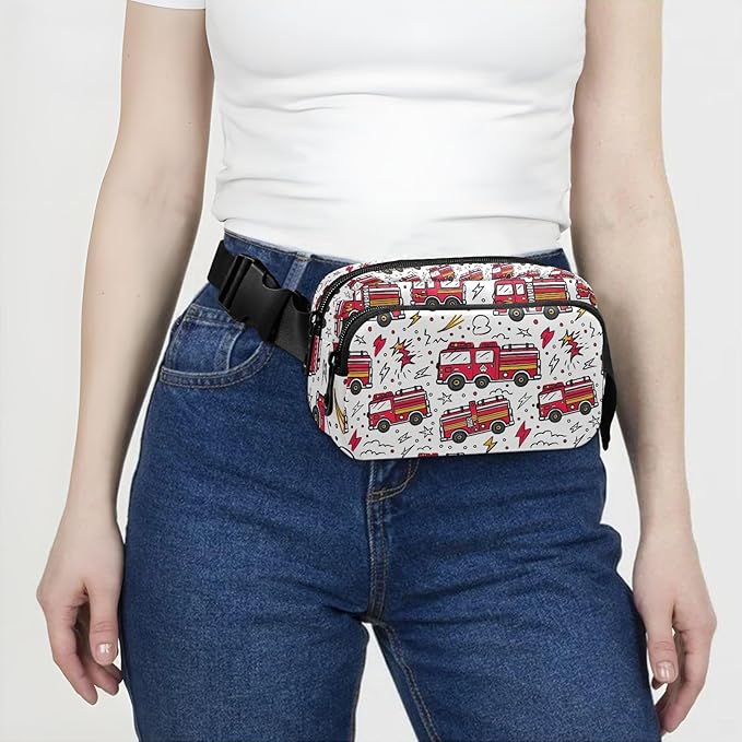 Kawaii Fire Engine Fanny Pack for Women Men Water Resistant Fashion Waist Packs with Adjustable Strap Belt Bag for Travel Workout Jogging Hiking 21220270