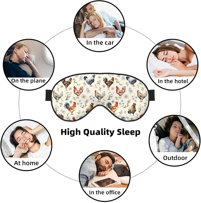 Cute Chicken Sleep Mask Breathable Soft Eye Mask for Sleep for Women Men Lightweight Eye Cover for Travel, Night Work, Nap, Office