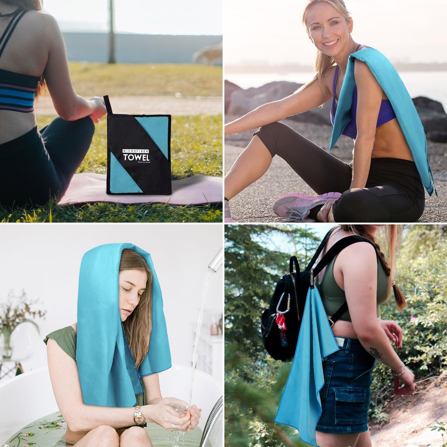 Microfiber Travel Towel, Soft Lightweight Quick Dry Towel, Super Absorbent Compact Travel & Sports & Beach Towels for Camping, Backpack, Gym, Swimming, Yoga, Hiking (M:20"×40" -MarineBlue)