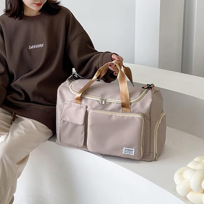 Small Gym Bag for Women, Travel Duffle Bag Carry On Weekender Bag with Shoe Compartment