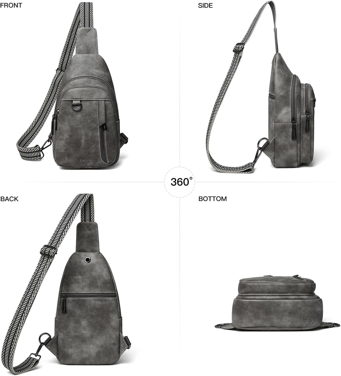 7L Sling Bag for Women Men Leather Small Sling Backpack Daypack Anti Theft Fanny Pack Crossbody Purse Travel