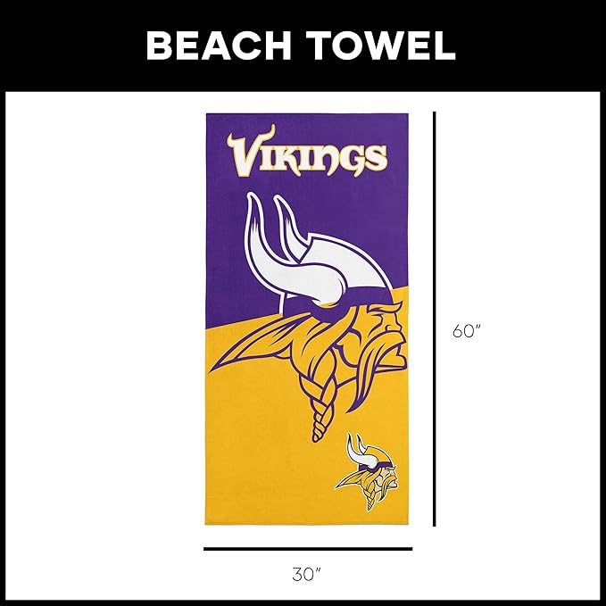 Northwest NFL Oversized Microfiber Beach Towel, 60 x 70 Inches – Quick Dry, Sand Resistant, Lightweight, Highly Absorbent, Shibori Design