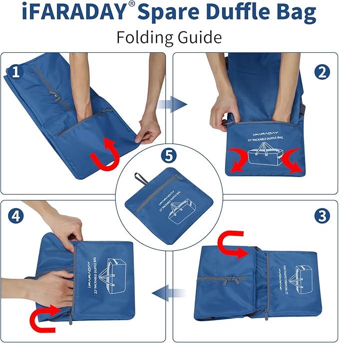 35L Small Foldable Duffle Bag - 22 inch Lightweight Spare Storage Bag for Travel(Blue)