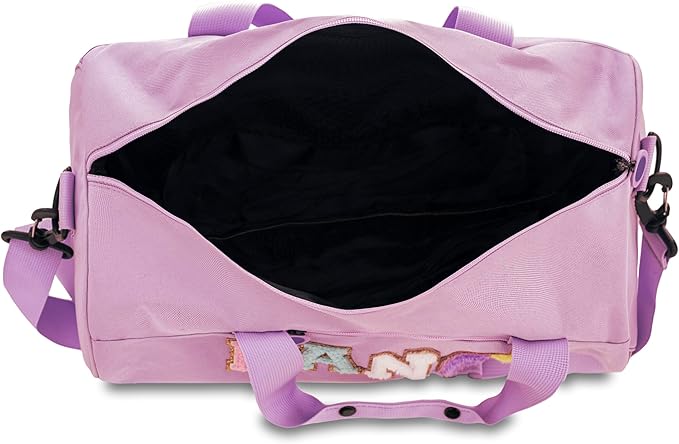 Large Size Dance Bag for Girls Kids Toddler Teens,Purple Ballet Gym Bag with Plush Chenille "DANCE" Letters,Sport Duffle Gym bag for Ballet Class, Sports & Practice 16.5"Lx9"Wx9"H