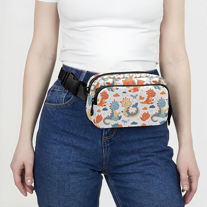 Cute Dinosaur Dino Fanny Pack for Women Men Water Resistant Fashion Waist Packs with Adjustable Strap Belt Bag for Travel Workout Jogging Hiking 21220132