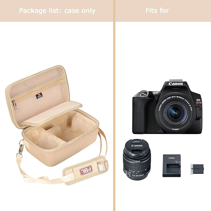 FBLFOBELI EVA Travel Storage Case for Canon EOS Rebel T7 / T8i / T5 / R50 / R100 DSLR Camera with 18-55mm Lens, Camera Protective Waterproof Carrying Bag (Case Only) (Khaki)