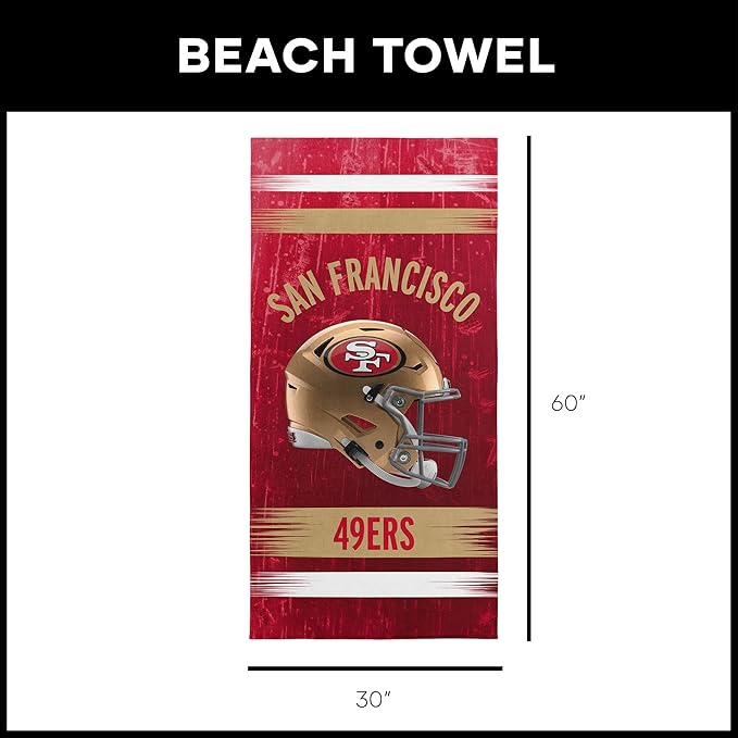 Northwest NFL Oversized Microfiber Beach Towel, 60 x 70 Inches – Quick Dry, Sand Resistant, Lightweight, Highly Absorbent, Shibori Design