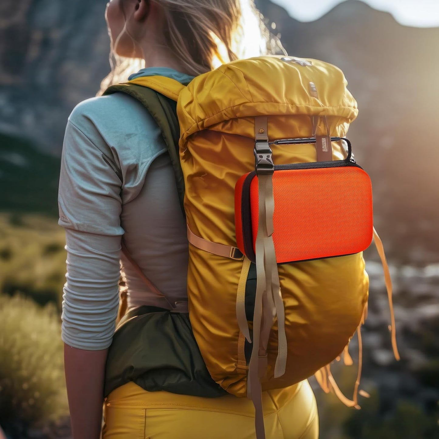 EVA Hard Case with Customizable Foam Protective EVA Carrying Case Shockproof Outdoor for Camera, Digital Products, Electronic Instruments with Knife(Orange,7.1 x 4.7 x 3.1 Inch)