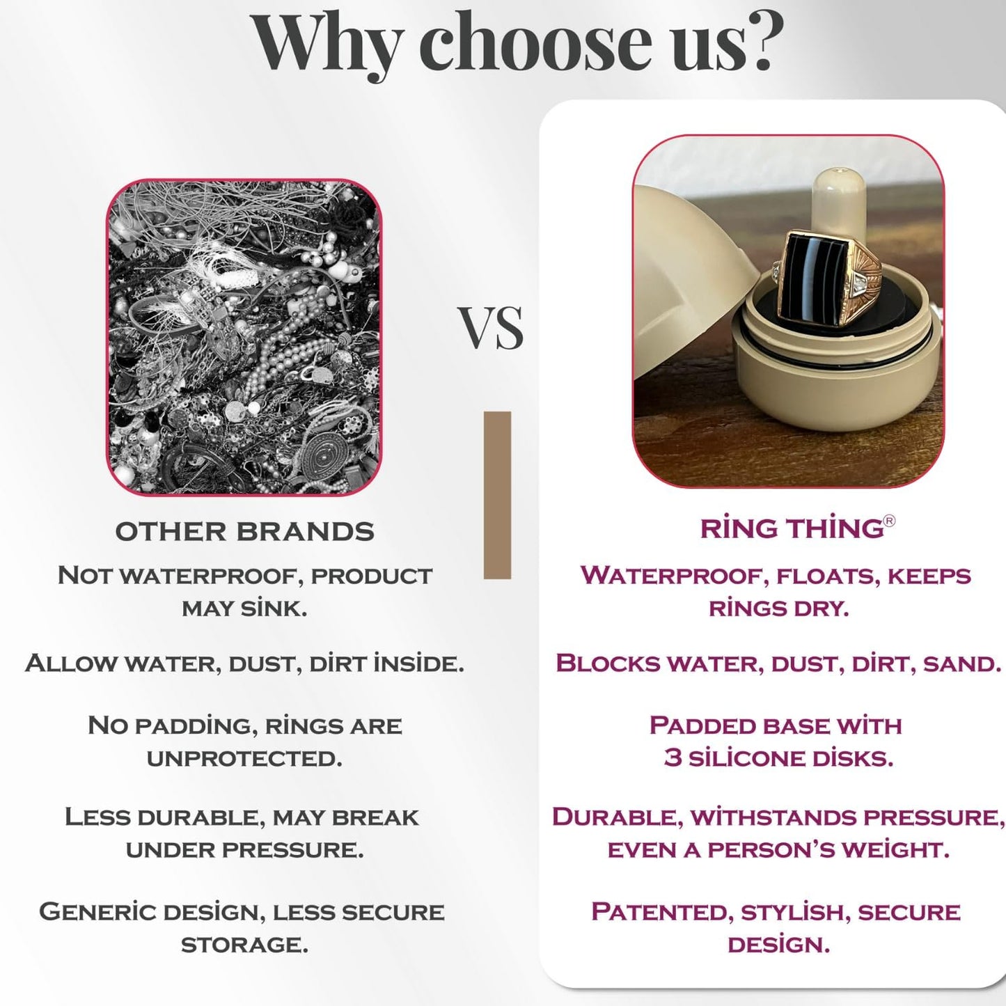 RING THING - Ring Holder Keychain, Jewelry Organizer and Storage, Portable Waterproof Ring Holder, Pill Box Keychain Container, Gym Accessory, and Travel Ring Case (Khaki)