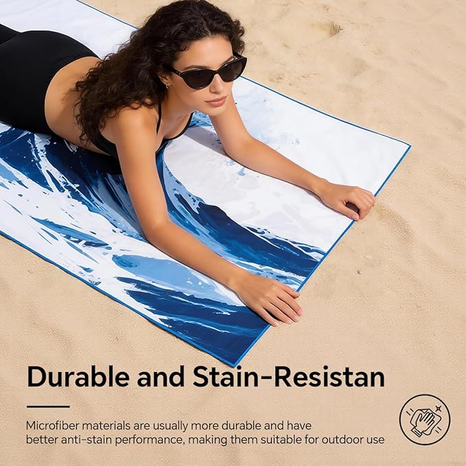 2-Pack Extra Large Microfiber Beach Towels 63×31 Inches Sand-Resistant Design Ultra-Fast Drying Lightweight Foldable Travel Towels Perfect for Pool, Swimming, Gym, Camping, Yoga