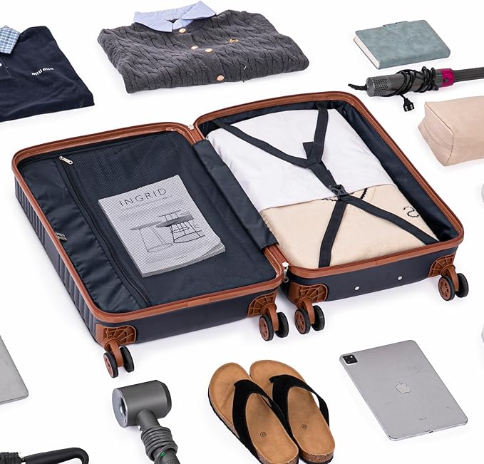 Carry on Luggage 22x14x9 Airline Approved, Suitcases with Wheels Hardshell, Lightweight Hardside Luggage Set with TSA Lock, 20Inch Blue Carry on Suitcase