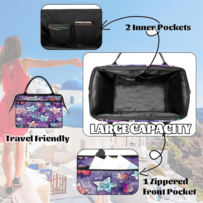 Cute Star Overnight Weekender Bag for Women Men Travel Duffel Bags Waterproof Luggage Carry on Sports Yoga Gym Bag