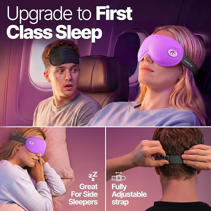 Eye Mask for Sleep with Ultimate Travel Case & Ear Plugs - DeepSpace™ Blackout Sleep Mask for Women Men, Side Sleeper Adjustable Eye Cover, Zero Eye Pressure, Memory Foam Eye Mask for Travel