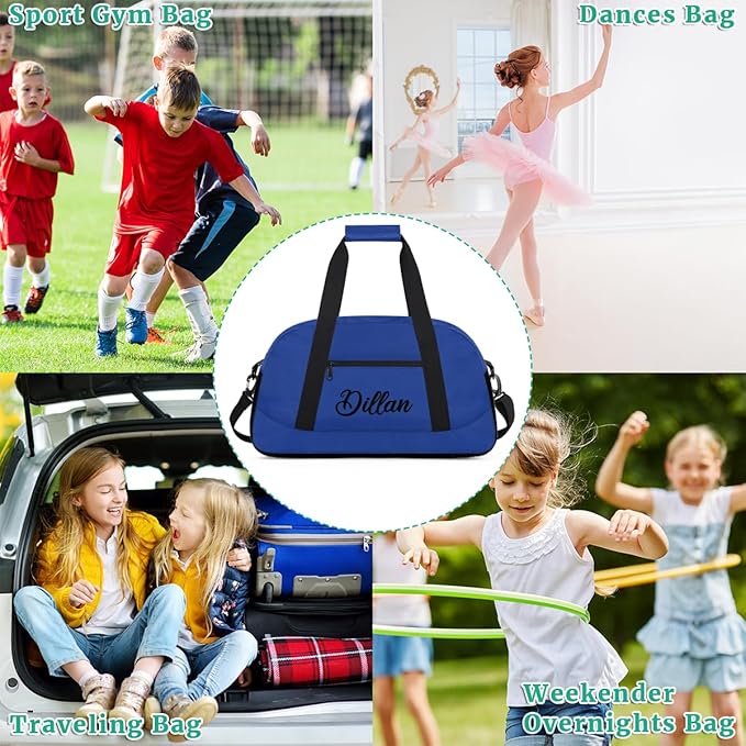 Custom Name Gym Duffel for Kids,Personalized Sports Bag Lightweight Gym Bags for Boys & Girls,Fitness Travel Weekender for Travel, Workout Navy