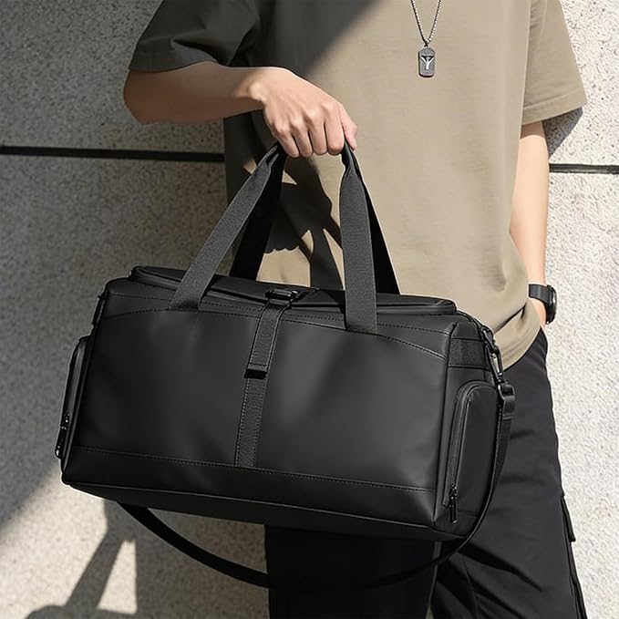 42L Gym Bag for women man, Duffle Bag for Travel, Personal Item Bag, Carry on Bag with Wet Pocket & Shoes Compartment, Water Resistant Weekender Bags with Luggage Handle Wrap