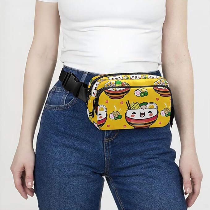 Kawaii Noddle Fanny Pack for Women Men Water Resistant Fashion Waist Packs with Adjustable Strap Belt Bag for Travel Workout Jogging Hiking 21219005