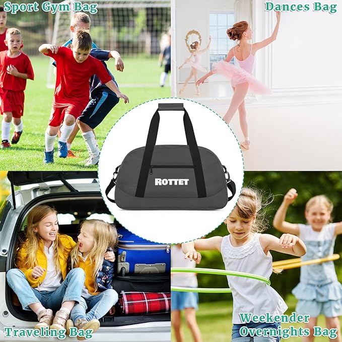 Grey Personalize Kids Duffel Bag With Custom Name Text Carry-On Overnight Travel Gym Lightweight Dance Sports Bags For Boys Girls Kids