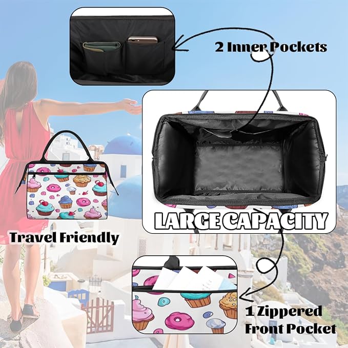 Ice Cream Cake Overnight Weekender Bag for Women Men Travel Duffel Bags Waterproof Luggage Carry on Sports Yoga Gym Bag