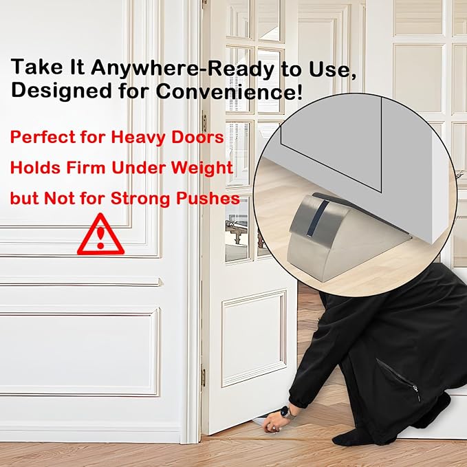 UBVIF No Magnetic Door Stopper, Adjustable, Mechanical Doorstop, Windproof Door Stop for Indoor, No Nails/Screws Needed,Heavy Duty Door Holder,Keep Door Open (1, Black)