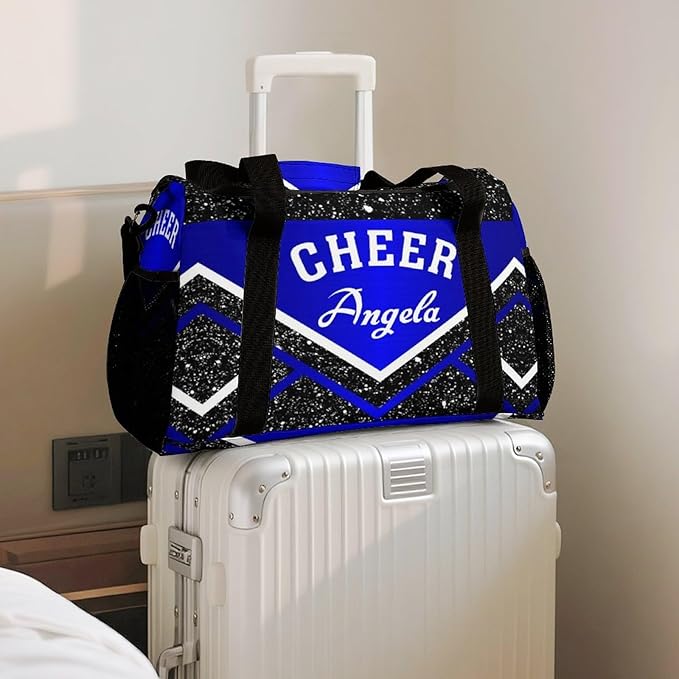 Cheer Navy Blue Cheerleading Black Crossbody Bag Waterproof Lightweight Duffel Bag Gym Dance Sport Perform Training Bag for Teens Women Men