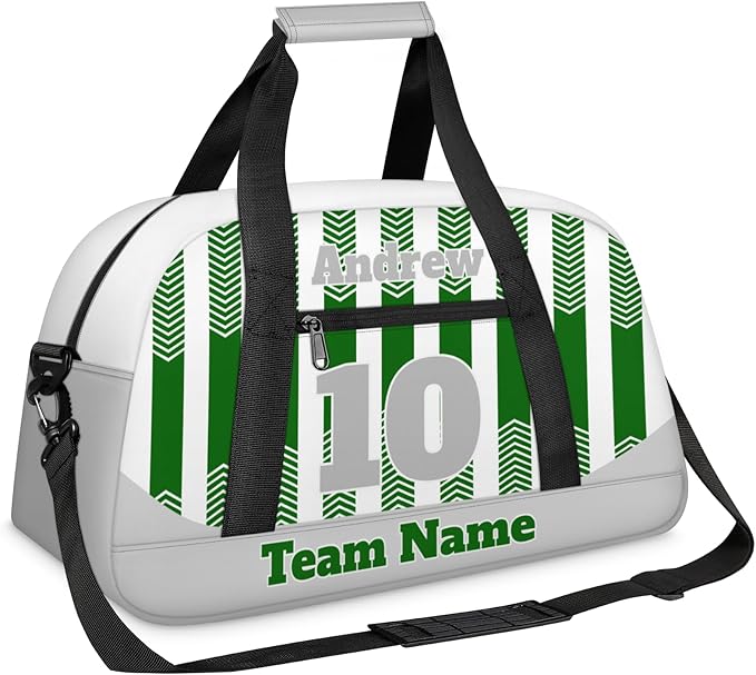 Basketball Soccer Gifts for Boys Girls - Custom Sports Duffle Bag, Personalized Name & Team Bag, Water-Resistant Gym Bag for Basketball, Soccer, Volleyball | Y-Green Grey
